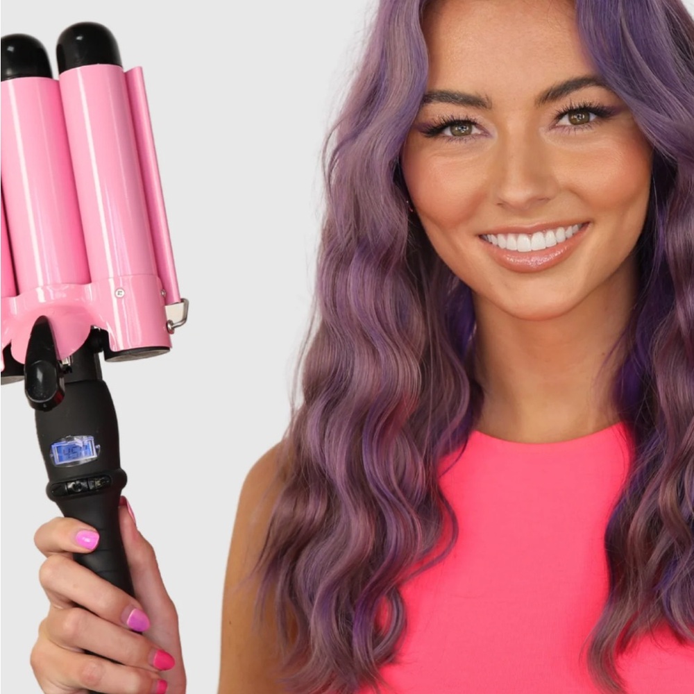 Rose Gold wavy baby triple waver